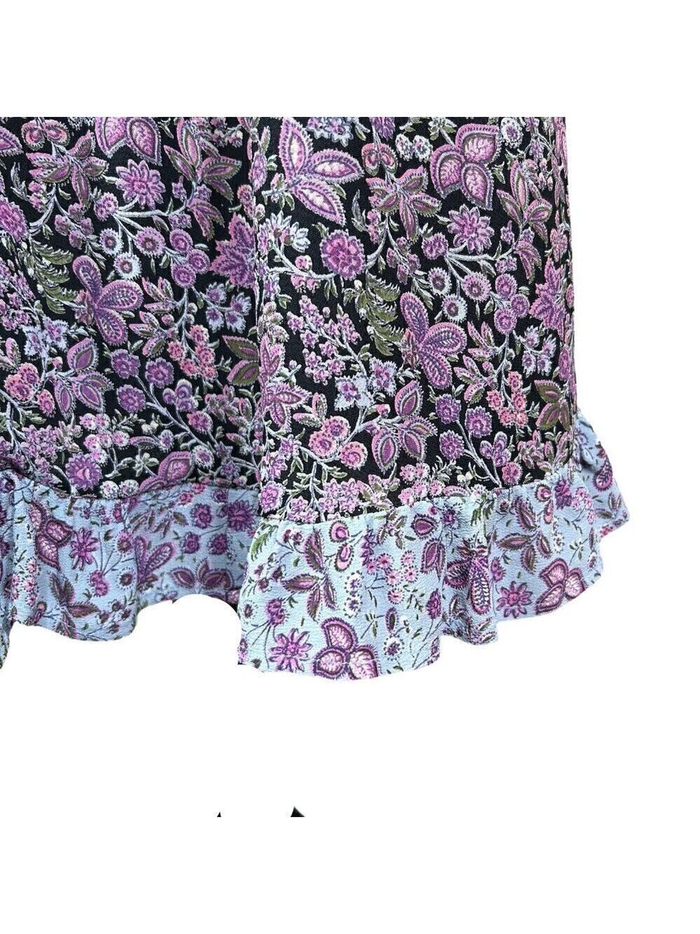 701 Vintage Purple Floral Ruffle Hem Cottagecore Maxi Skirt Size M - Picture 5 of 7